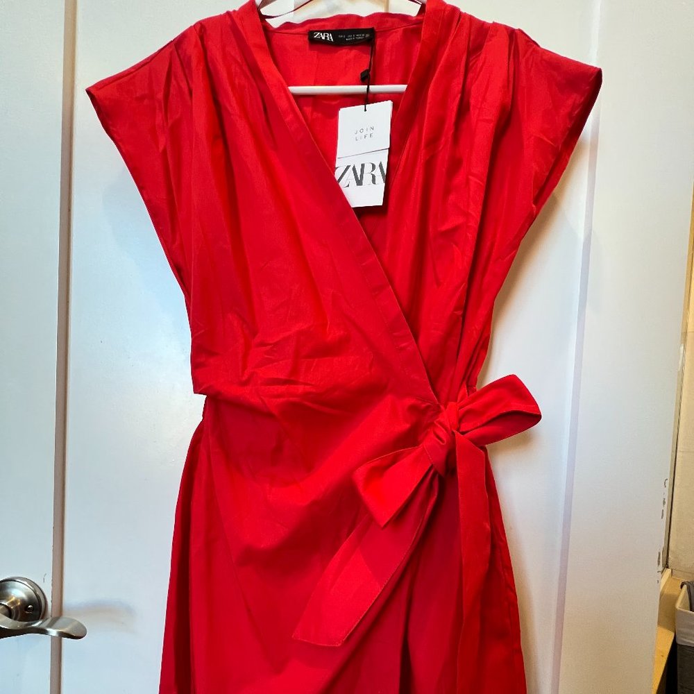 Zara Red Romper Dress w Side Tie NWT - Small